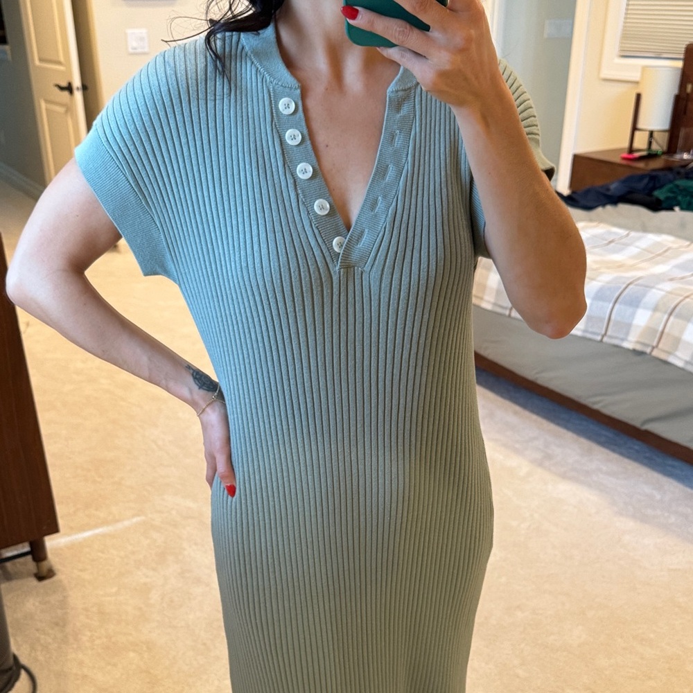 Varley Teal Ribbed Maxi Dress - Picture 3 of 4